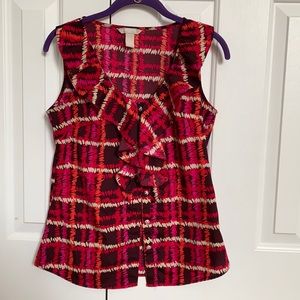 Banana Republic size small sleeveless dress shirt, red pink and orange, collar